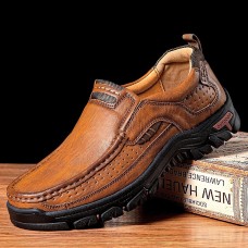 Men Non  slip Soft Slip On Breathable Casual Business Leather Shoes