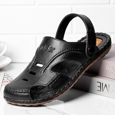 Men PU Leather Breathable Soft Soled Beach Water Fisherman Sandals